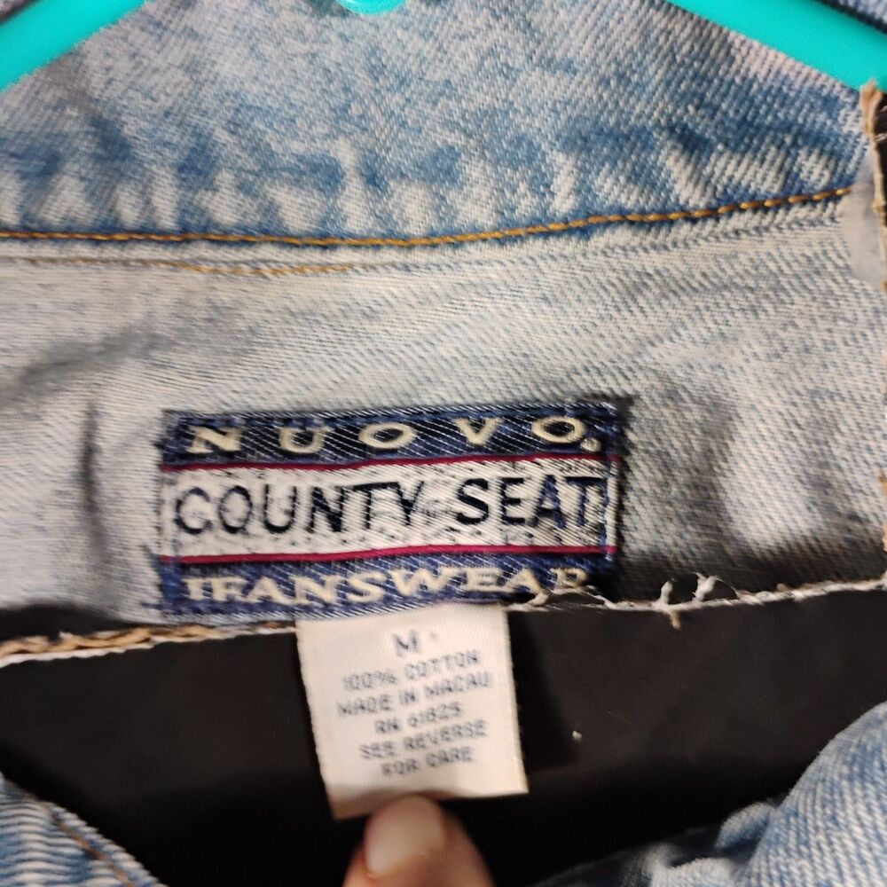 Nuovo County Seat Womens Medium Blue Denim Green Plaid Flannel Front & Sleeves - Picture 4 of 10